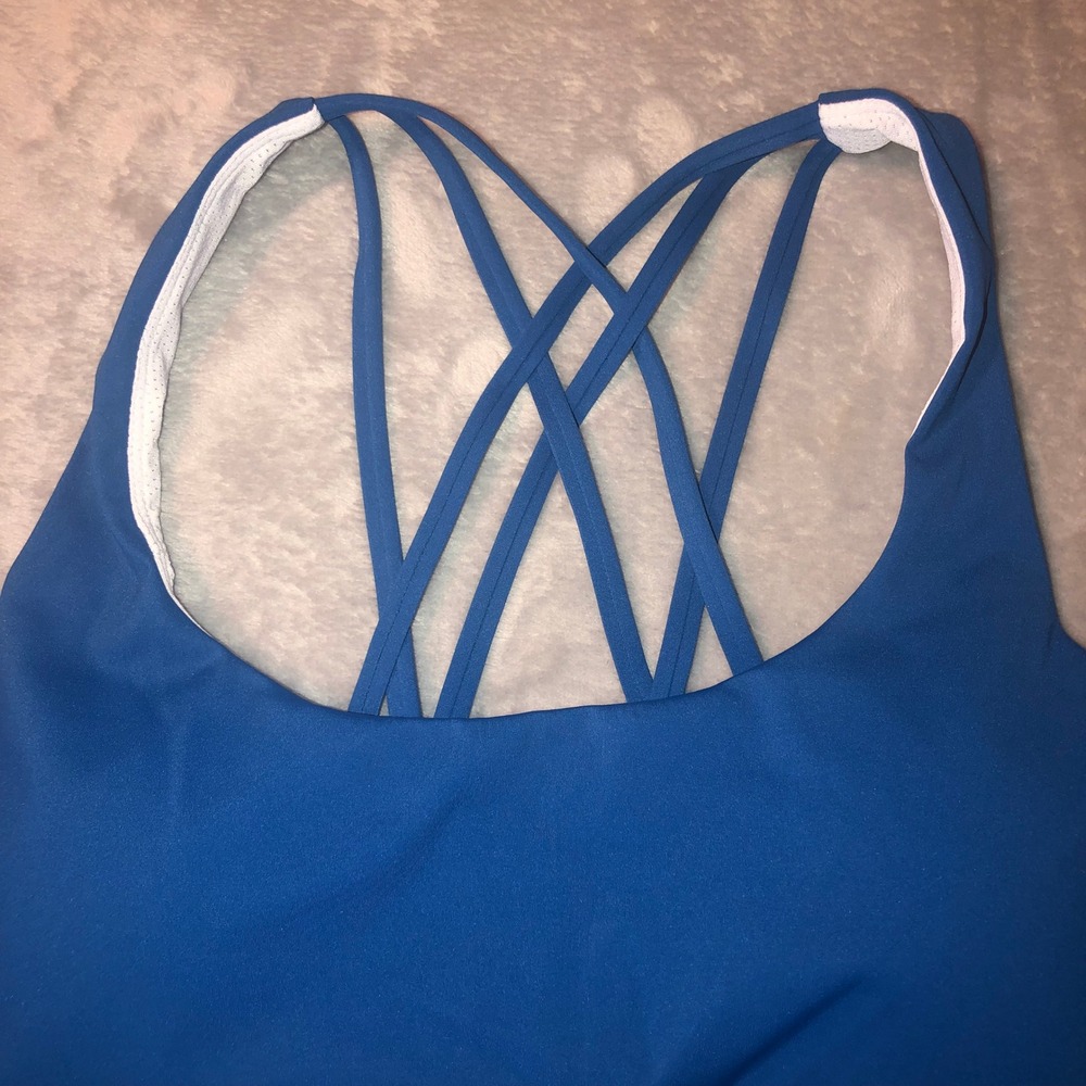 Running Girl Strappy Medium Impact Sports Bra Women's‎ Size XL Royal Blue New - Picture 2 of 7
